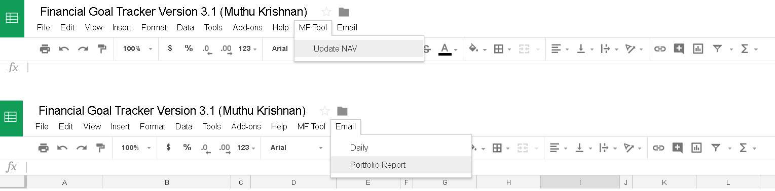 google spreadsheet portfolio tracker: scripts