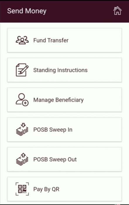 IPPB App "Send money" screen options