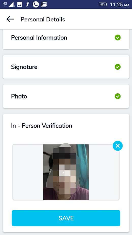 screenshot of the in person verification process for online KYC at Paytm Money