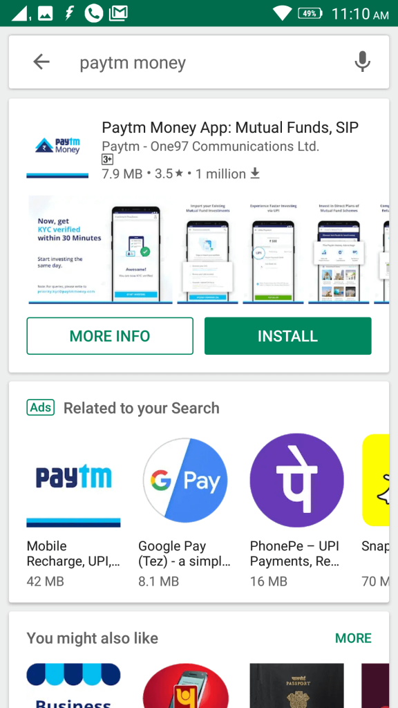 Download Paytm from Google Play Store: screenshot