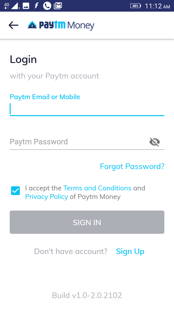 logging into Paytm money