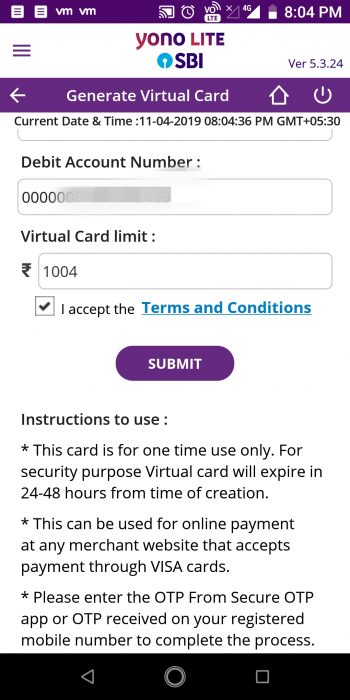 Step 3: Enter the desired amount & click Submit