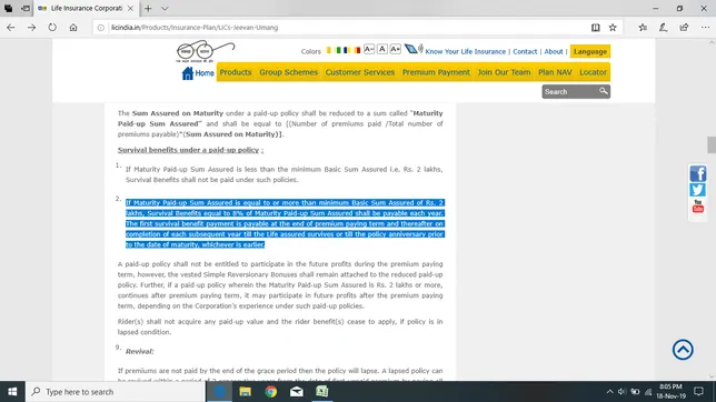 LIC Jeevan Umang Plan No. 845 Illustration