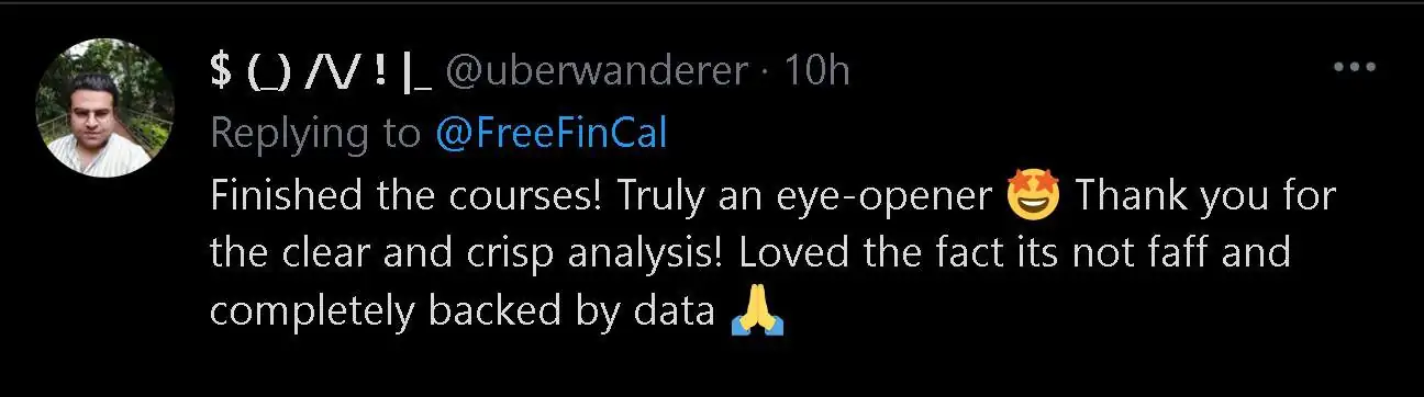 Feedback on Twitter about freefincal goal-based investing course (2)