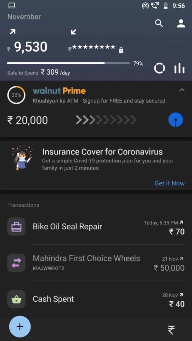 Walnut money management app screenshot 1
