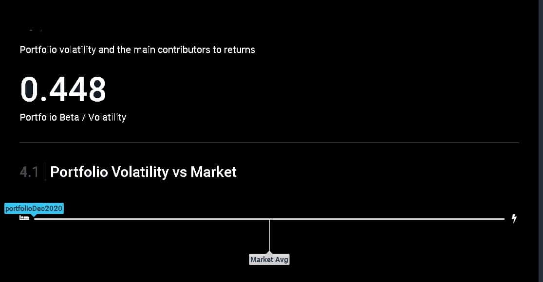 Stock portfolio relative volatility. Screenshot from simplywall.st