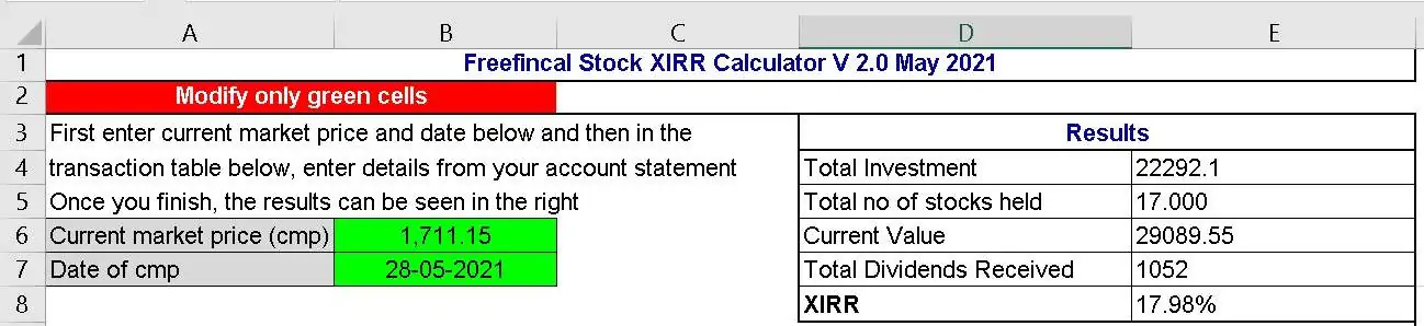 Colgate-Palmolive Xirr output