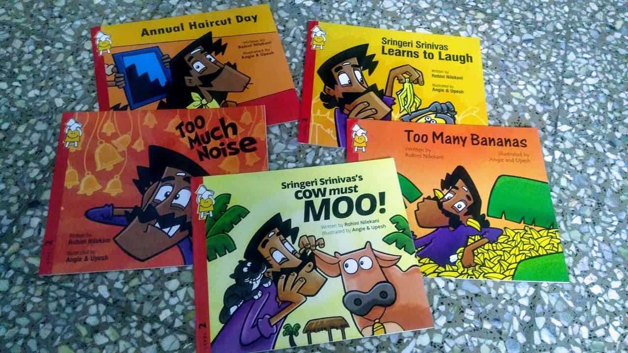 Collection of children's books used in a read-aloud session of Bee's Book Space