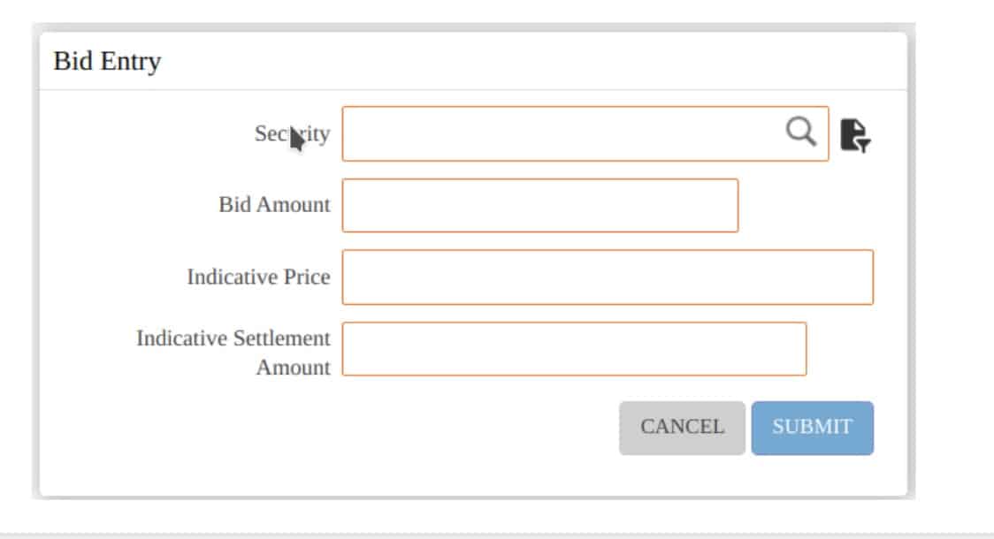 RBI Retail Direct Bid Entry Screenshot