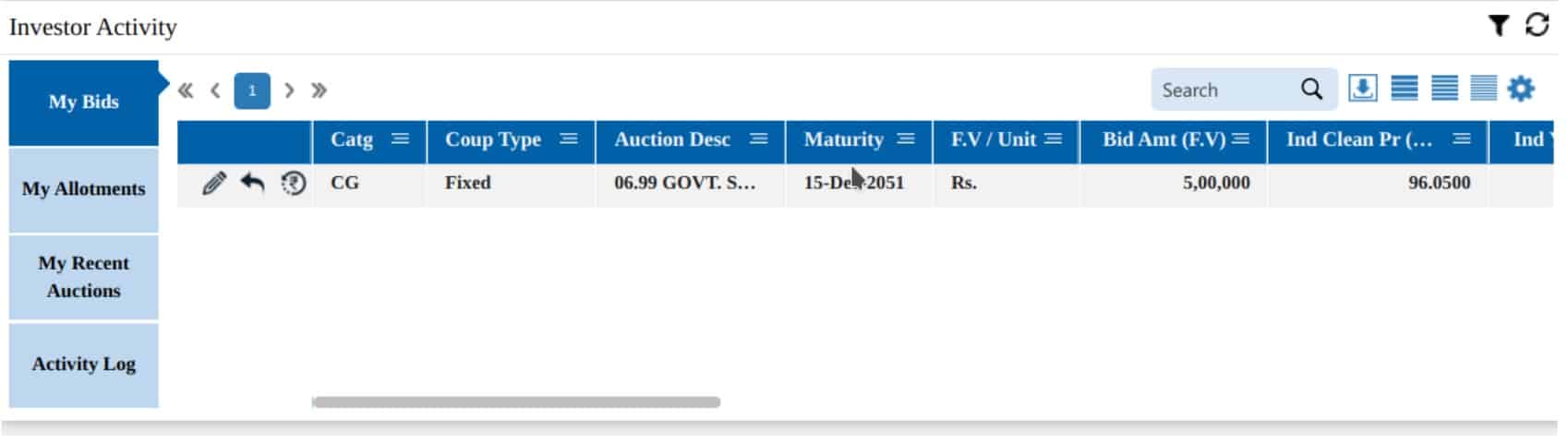 RBI Retail Direct Investor activity dashboard Screenshot