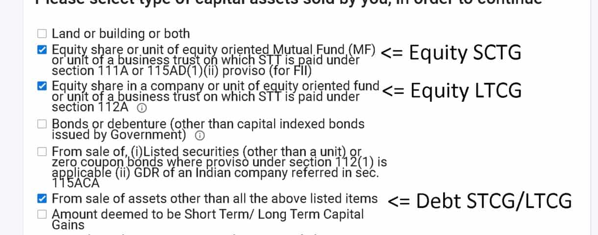 Schedule Capital Gains checklist in ITR2 and ITR3