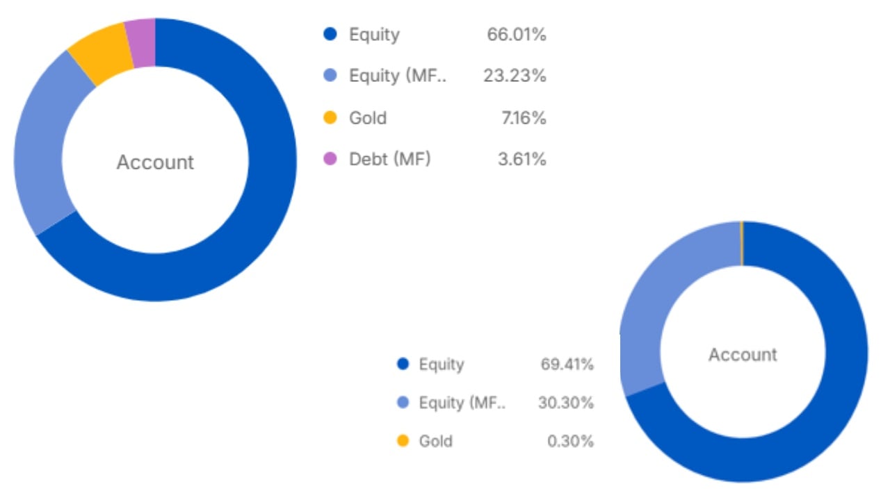 How Shankar's investments are split into two accounts How Shankar's investments are split into two accounts