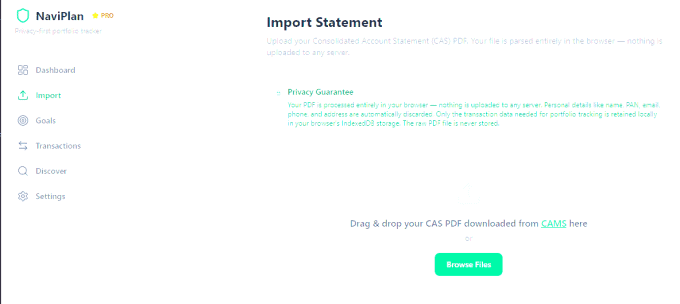 NaviPlan Importing a CAS PDF