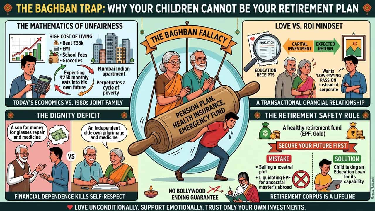 Representative image for "The Baghban Trap: Why Your Children Cannot Be Your Retirement Plan" Representative image for "The Baghban Trap: Why Your Children Cannot Be Your Retirement Plan"