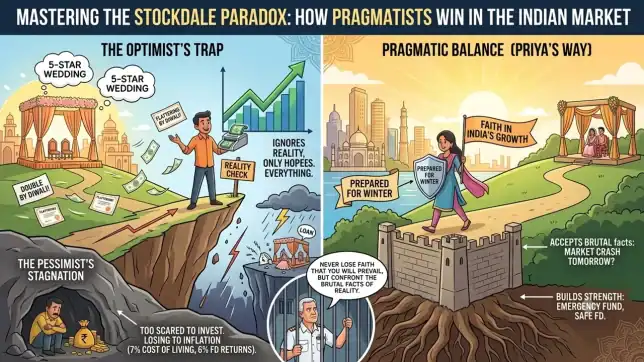 A representative image for "The Stockdale Paradox: Why Optimists Lose Money in the Indian Market" A representative image for "The Stockdale Paradox: Why Optimists Lose Money in the Indian Market"