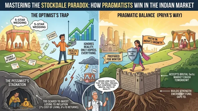 A representative image for "The Stockdale Paradox: Why Optimists Lose Money in the Indian Market"